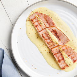 jambon à l’Os avec une sauce miel moutarde