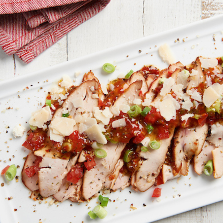 Carpaccio de filet de poulet fumé