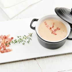 Kastanje crèmesoep met spekjes