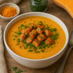 Soupe de Potiron aux Herbes Vertes & Chili