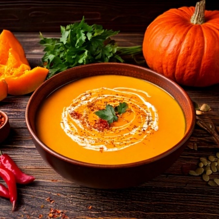 Soupe de Potiron aux Herbes Vertes & Chili