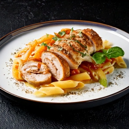 Rollade van zeewolf, Gandaham met peper, witte wijsaus