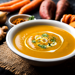 Velouté de patates douces et carottes au curry