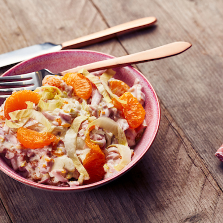 Witloofsalade met mandarijntjes en gekookte ham