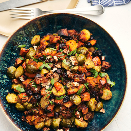 Zoete pompoensalade met spruitjes