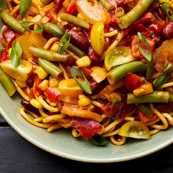 Spaghetti met gegrilde groenten