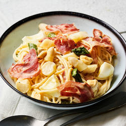 Tagliatelles aux asperges à la Pancetta