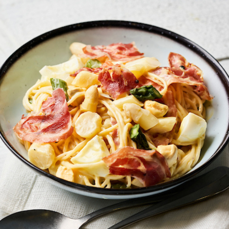 Tagliatelli met asperges & Pancetta