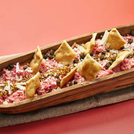 Steak tartare au caviar de moutarde